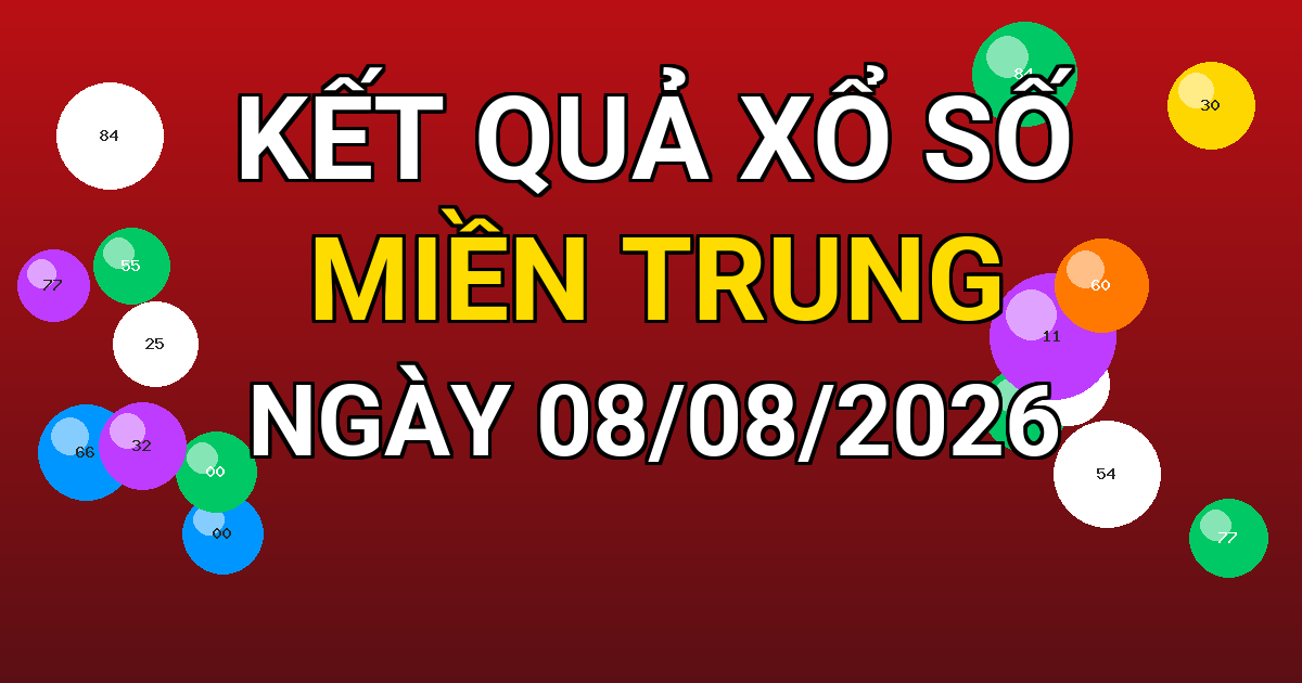 Kết quả xổ số Miền Trung ngày 08/08/2026
