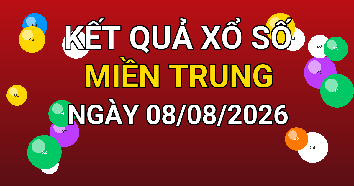 Kết quả xổ số Miền Trung ngày 08/08/2026
