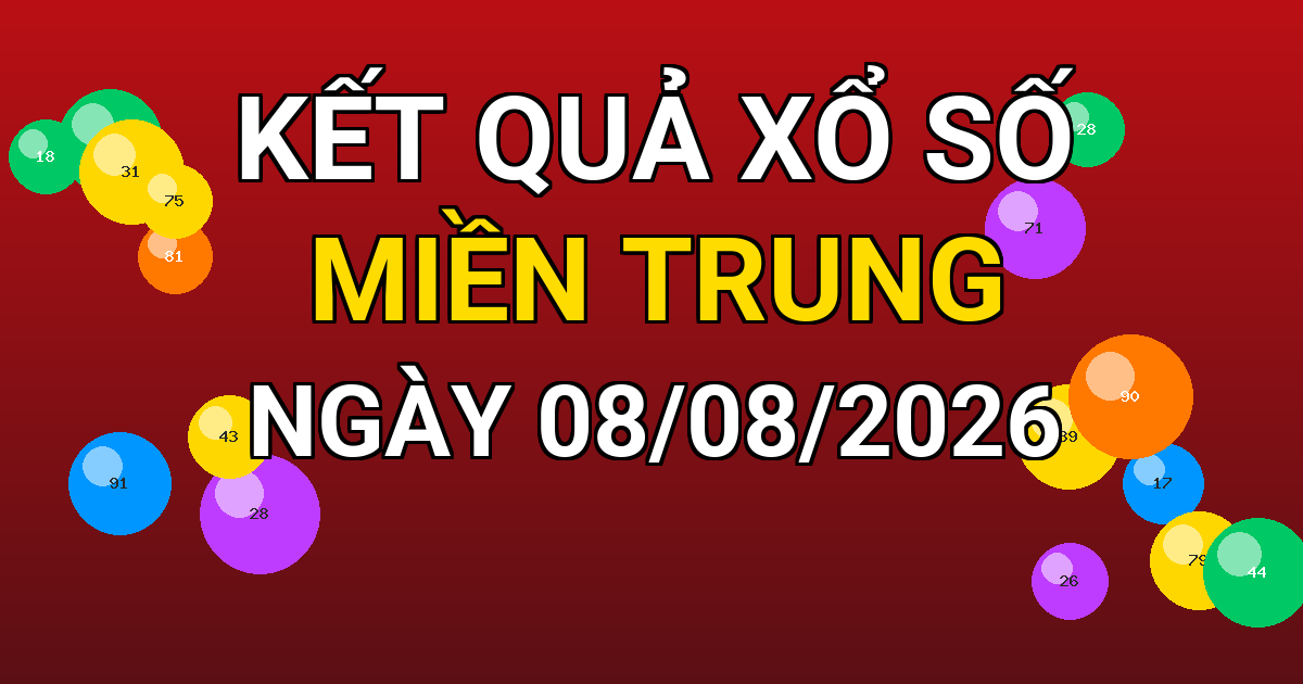 Kết quả xổ số Miền Trung ngày 08/08/2026