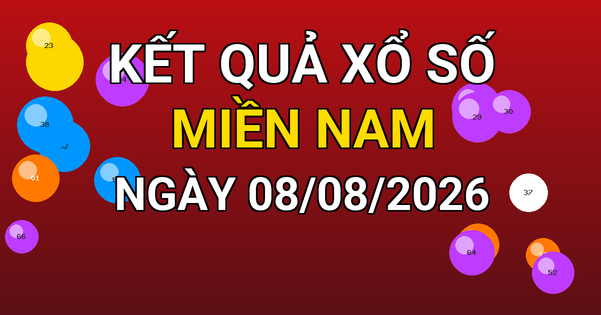 Kết quả xổ số Miền Nam ngày 08/08/2026