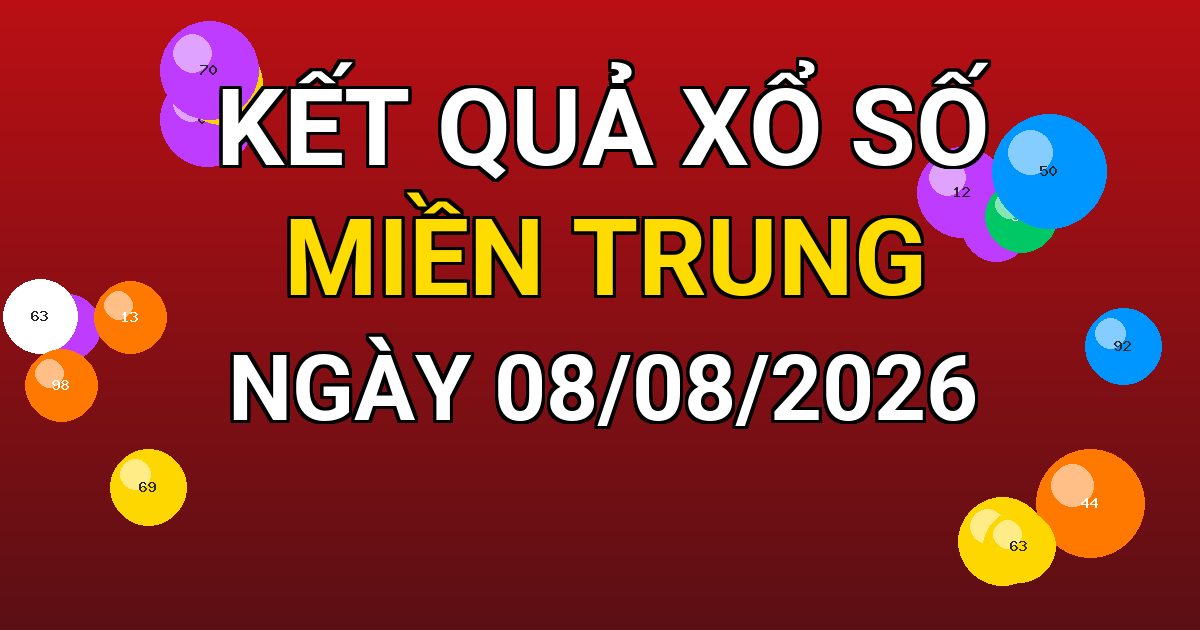 Kết quả xổ số Miền Trung ngày 08/08/2026