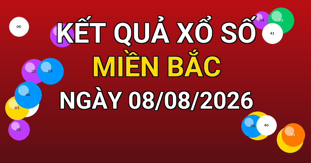 Kết quả xổ số Miền Bắc ngày 08/08/2026