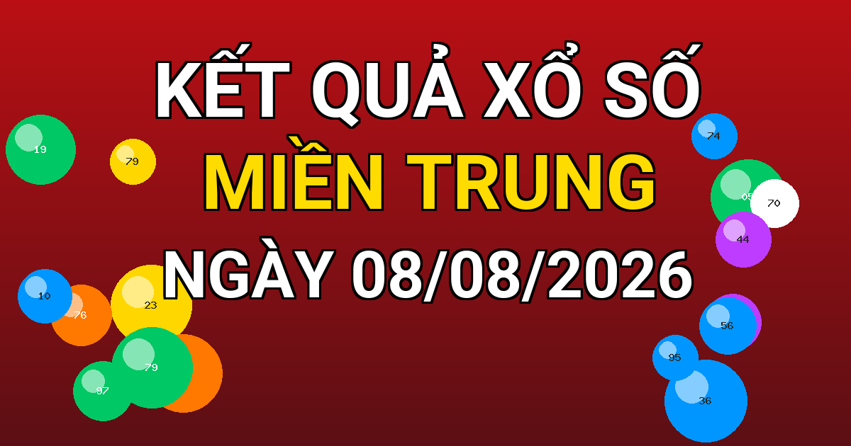 Kết quả xổ số Miền Trung ngày 08/08/2026