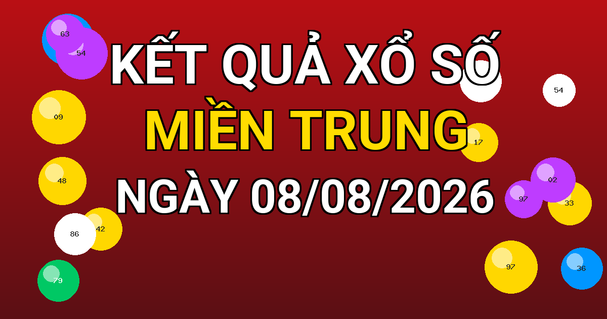Kết quả xổ số Miền Trung ngày 08/08/2026