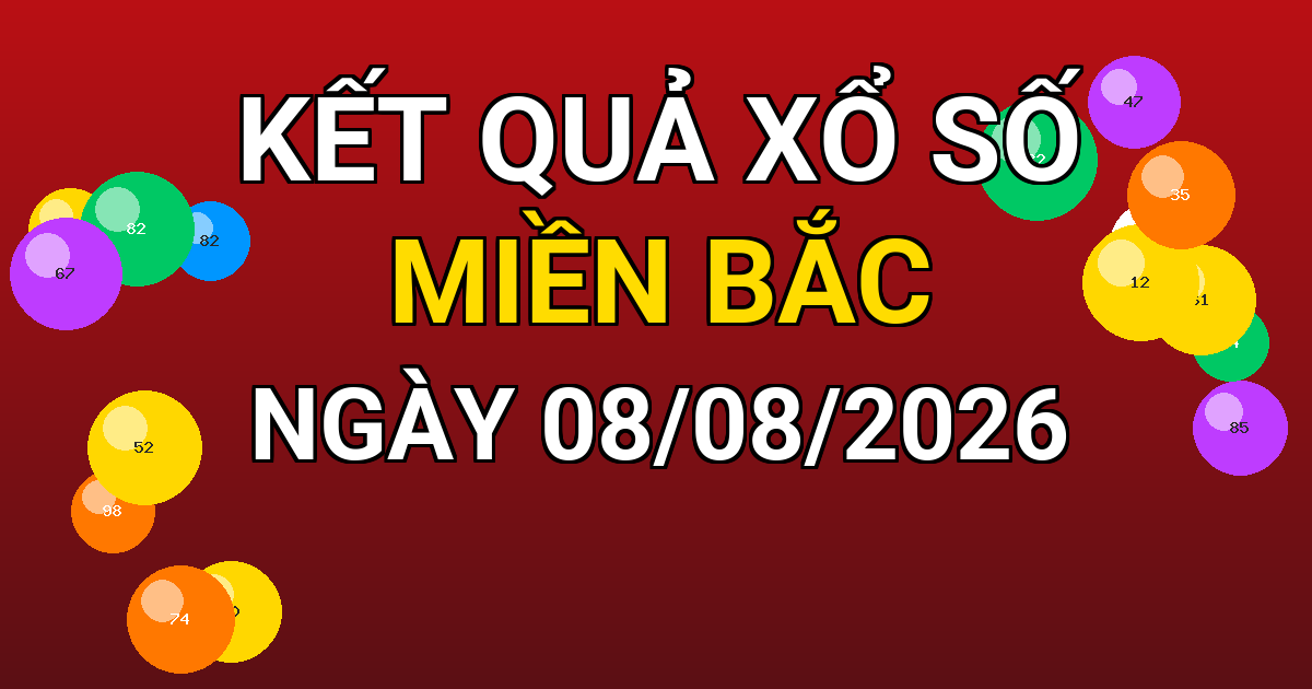 Kết quả xổ số Miền Bắc ngày 08/08/2026