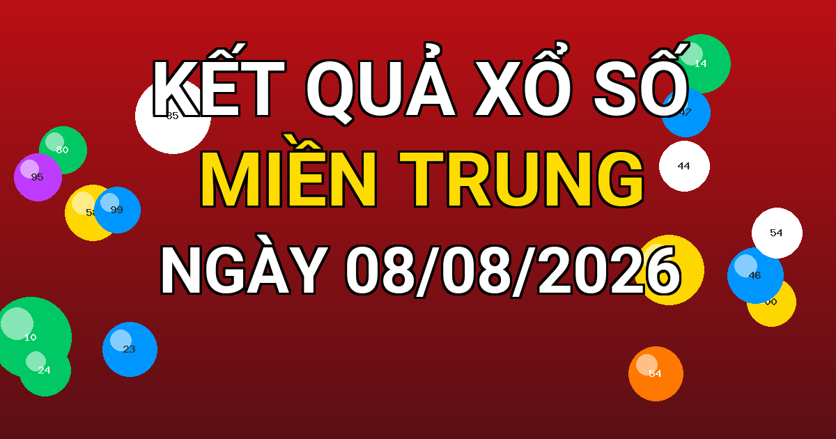 Kết quả xổ số Miền Trung ngày 08/08/2026