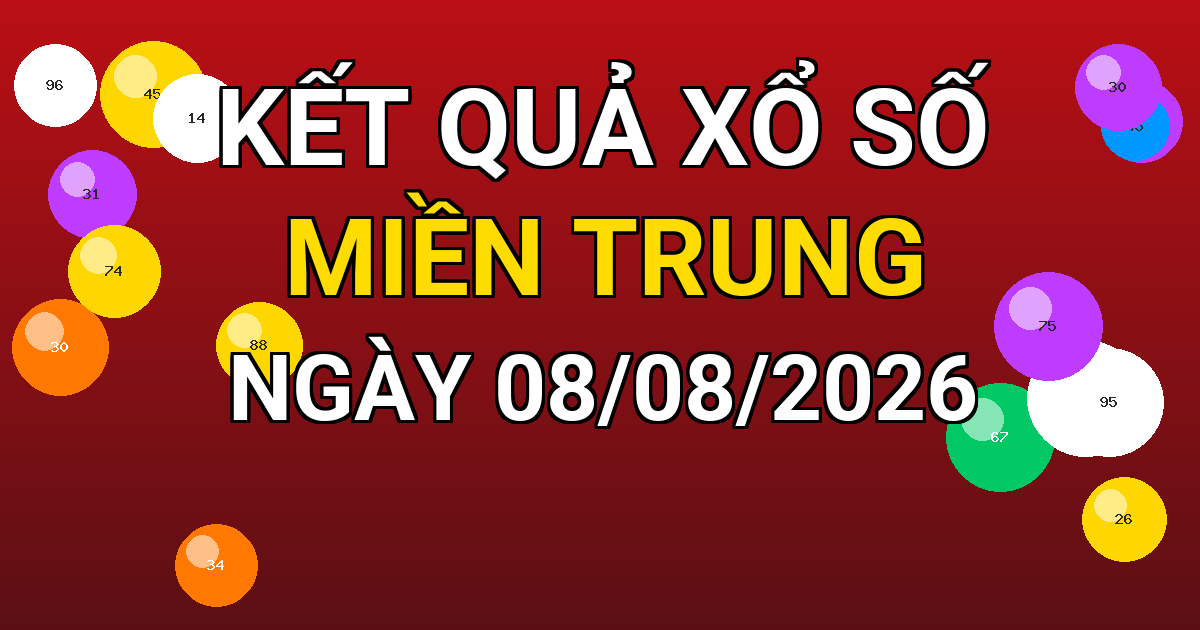 Kết quả xổ số Miền Trung ngày 08/08/2026