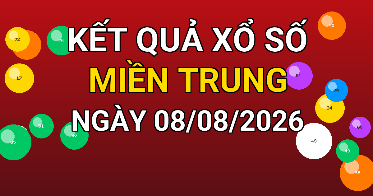 Kết quả xổ số Miền Trung ngày 08/08/2026