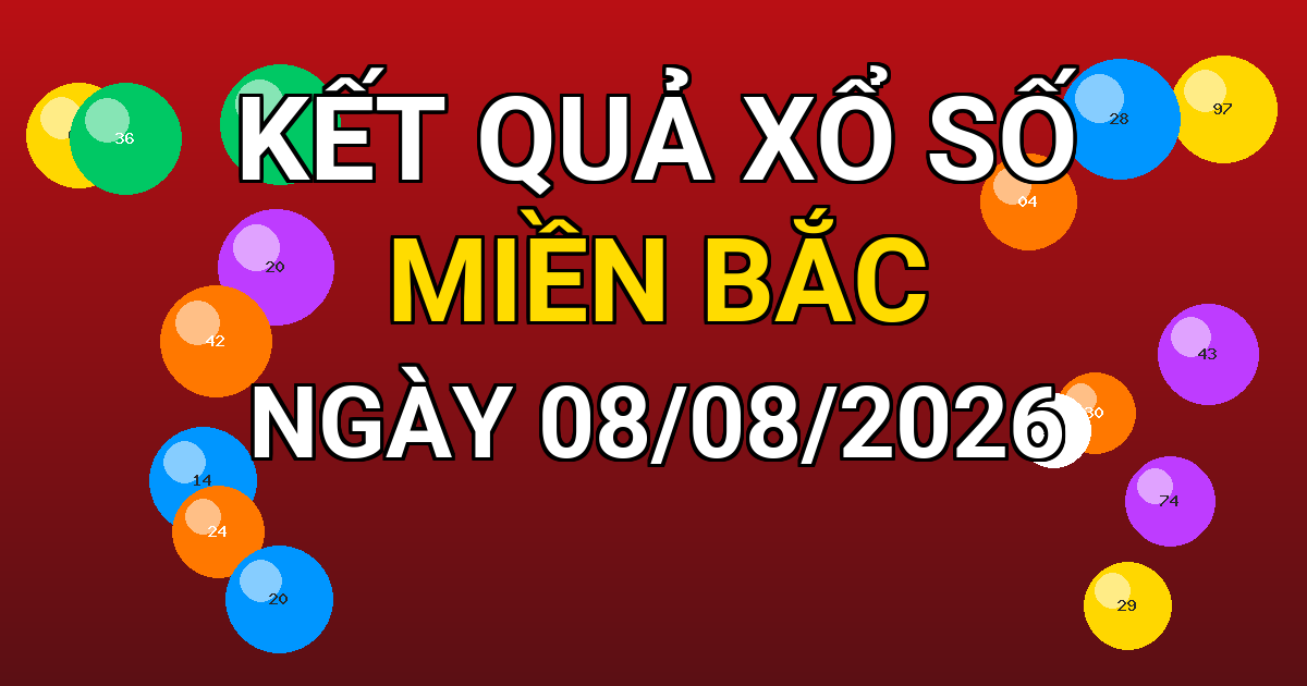 Kết quả xổ số Miền Bắc ngày 08/08/2026