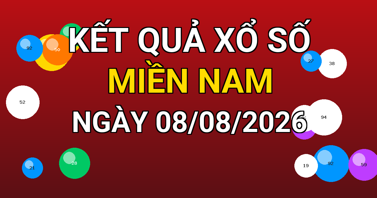 Kết quả xổ số Miền Nam ngày 08/08/2026