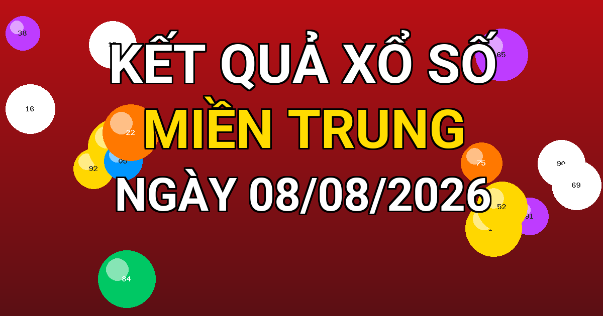 Kết quả xổ số Miền Trung ngày 08/08/2026