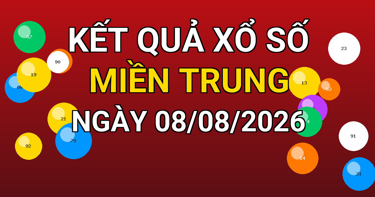 Kết quả xổ số Miền Trung ngày 08/08/2026