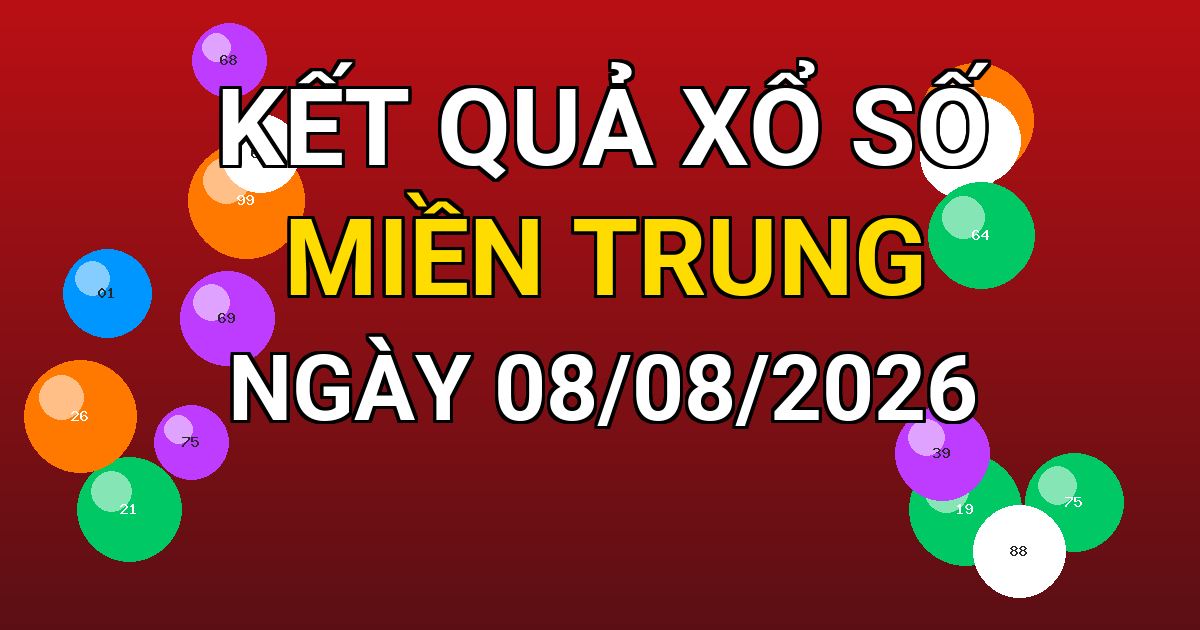 Kết quả xổ số Miền Trung ngày 08/08/2026