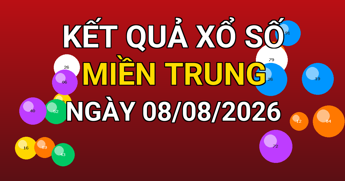 Kết quả xổ số Miền Trung ngày 08/08/2026