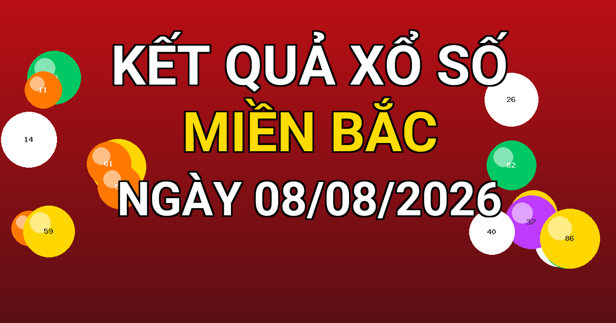 Kết quả xổ số Miền Bắc ngày 08/08/2026