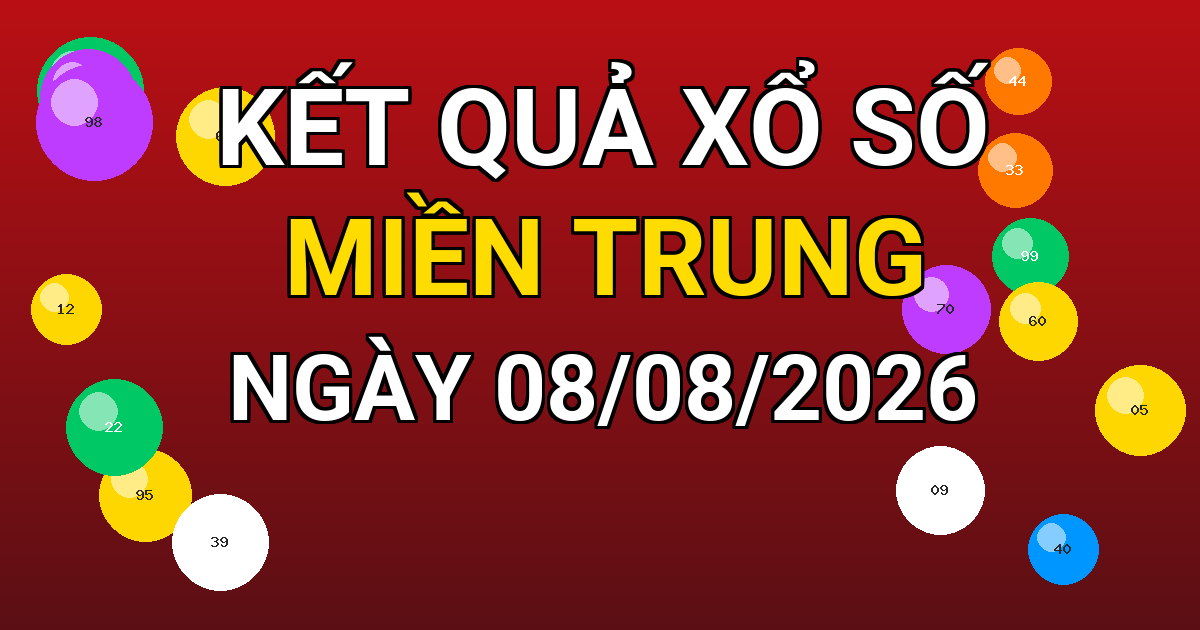 Kết quả xổ số Miền Trung ngày 08/08/2026