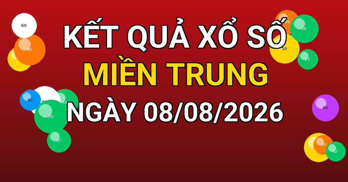 Kết quả xổ số Miền Trung ngày 08/08/2026