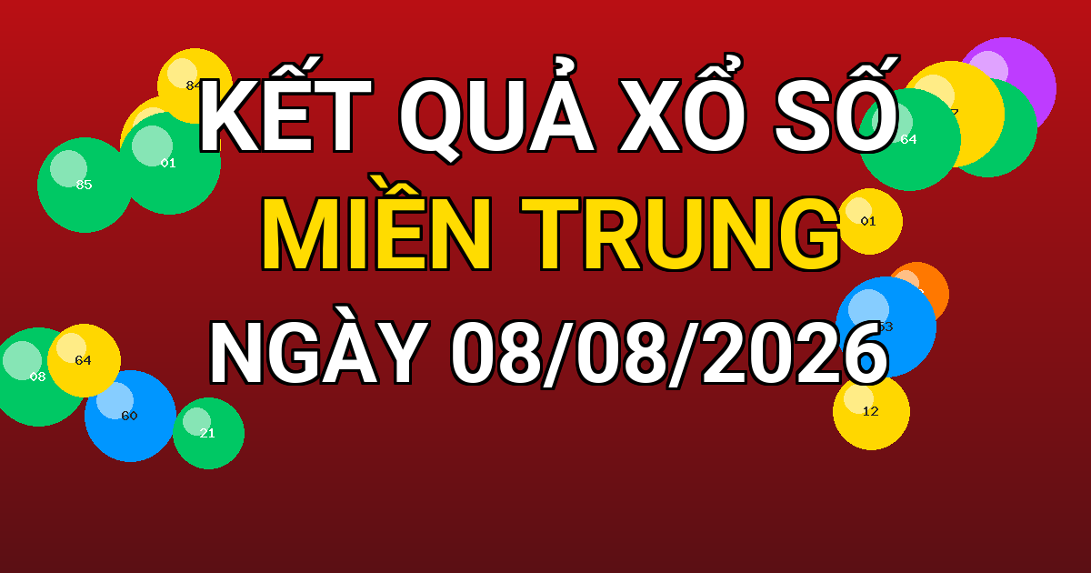 Kết quả xổ số Miền Trung ngày 08/08/2026