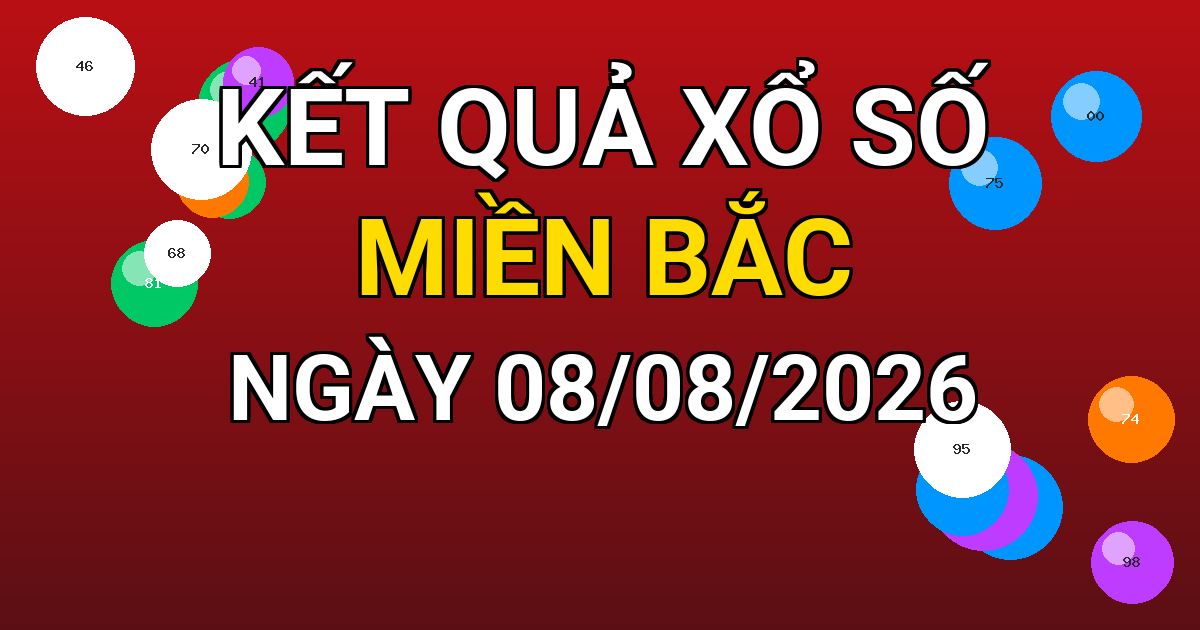 Kết quả xổ số Miền Bắc ngày 08/08/2026
