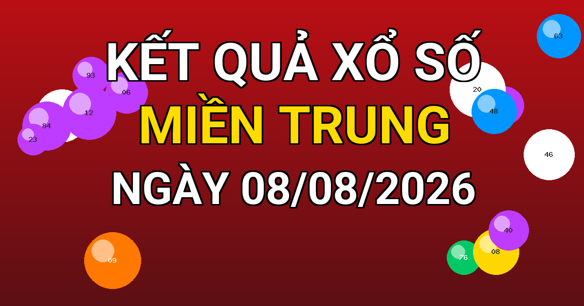 Kết quả xổ số Miền Trung ngày 08/08/2026