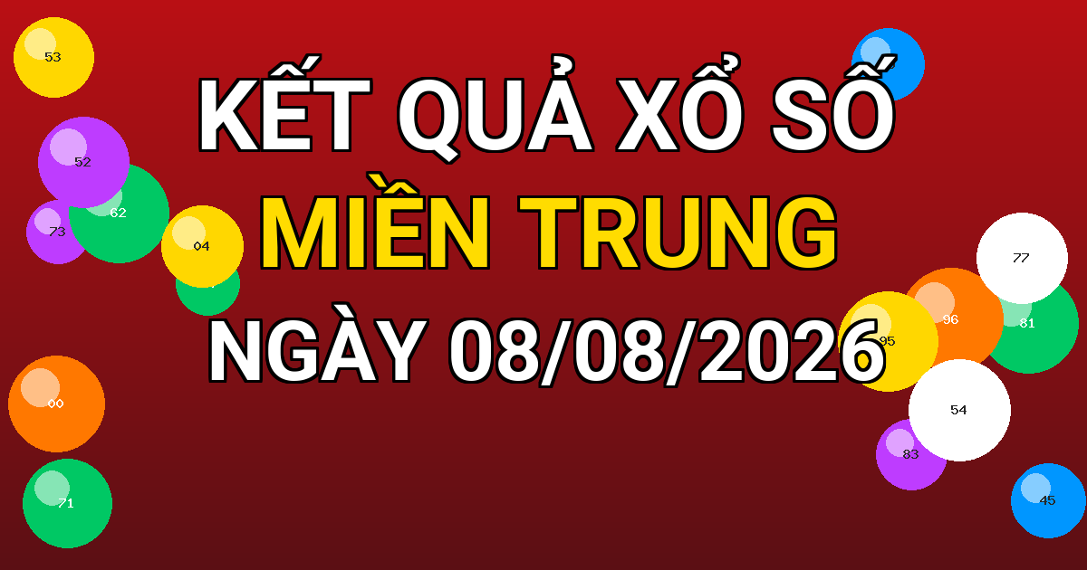Kết quả xổ số Miền Trung ngày 08/08/2026