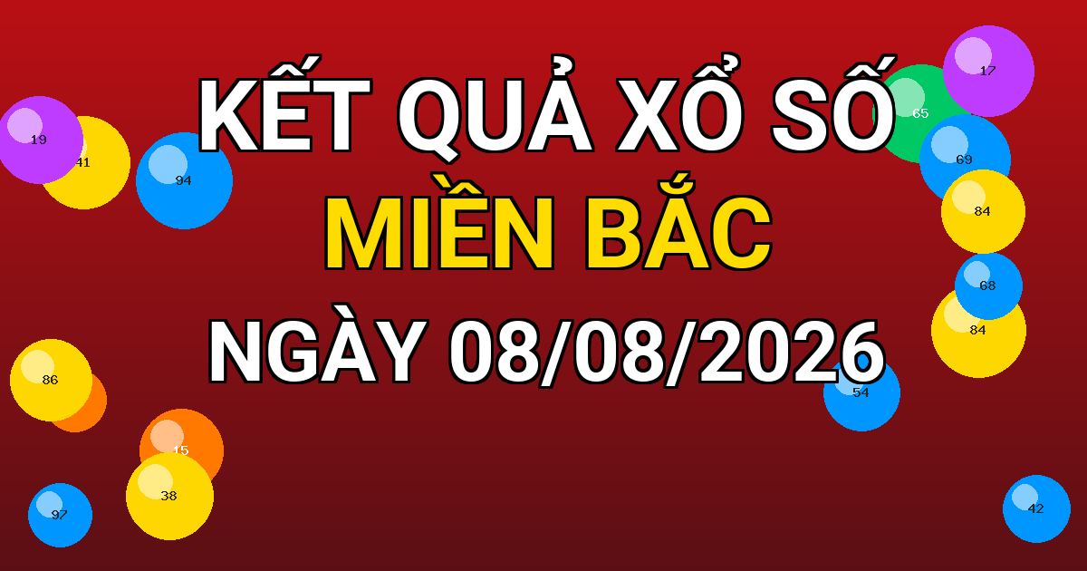 Kết quả xổ số Miền Bắc ngày 08/08/2026