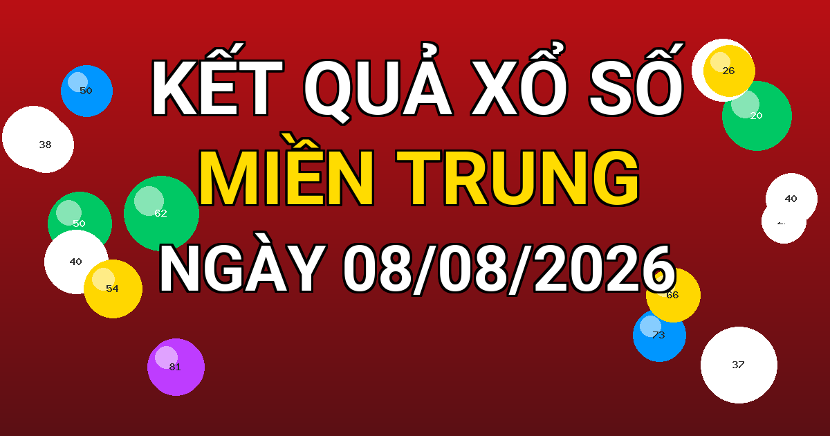 Kết quả xổ số Miền Trung ngày 08/08/2026