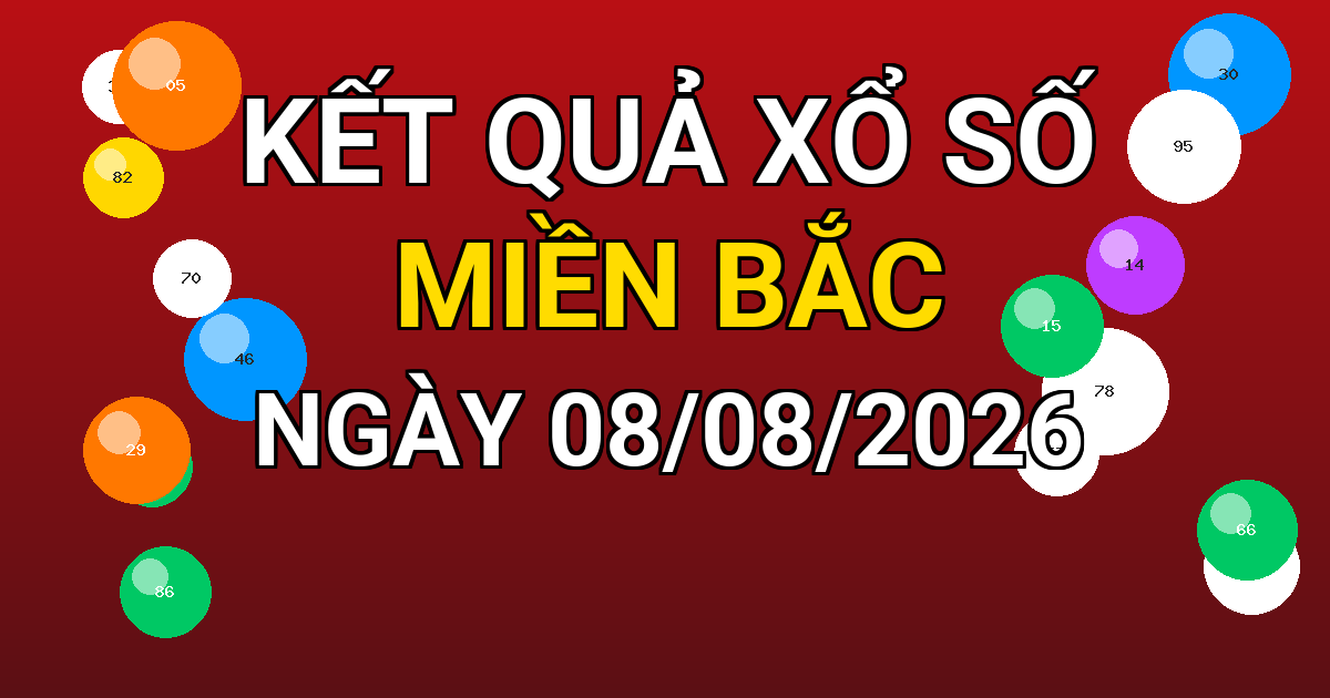 Kết quả xổ số Miền Bắc ngày 08/08/2026