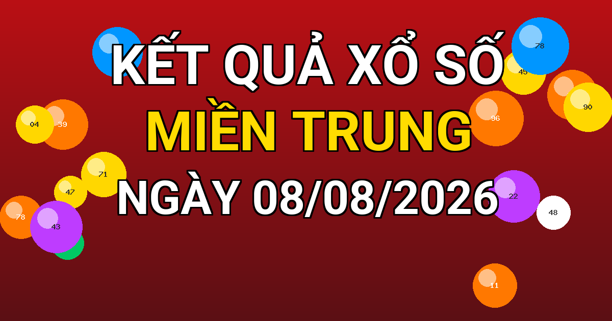 Kết quả xổ số Miền Trung ngày 08/08/2026