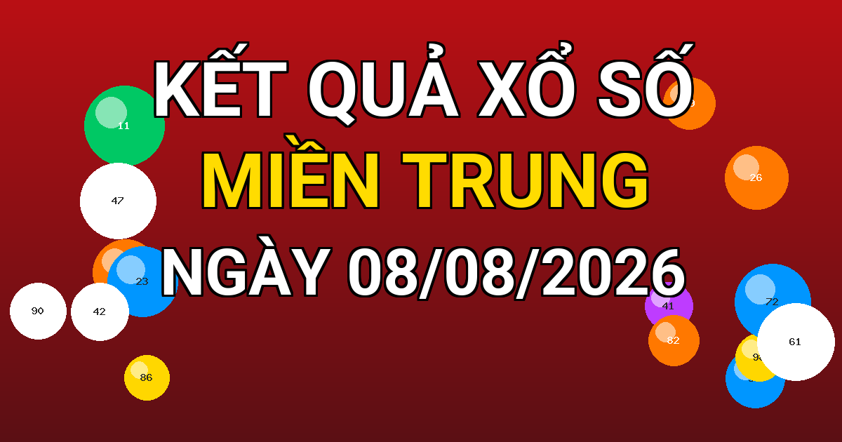 Kết quả xổ số Miền Trung ngày 08/08/2026