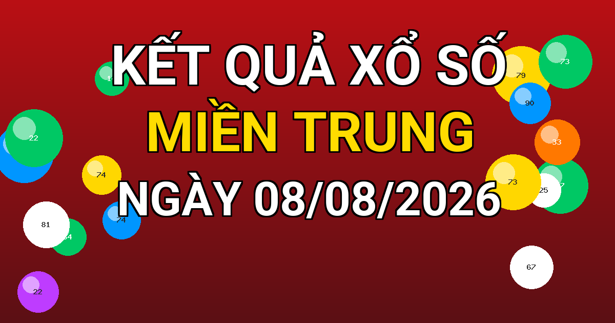Kết quả xổ số Miền Trung ngày 08/08/2026