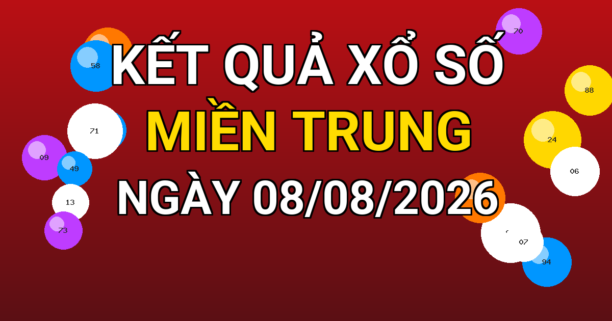 Kết quả xổ số Miền Trung ngày 08/08/2026
