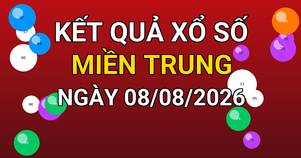Kết quả xổ số Miền Trung ngày 08/08/2026