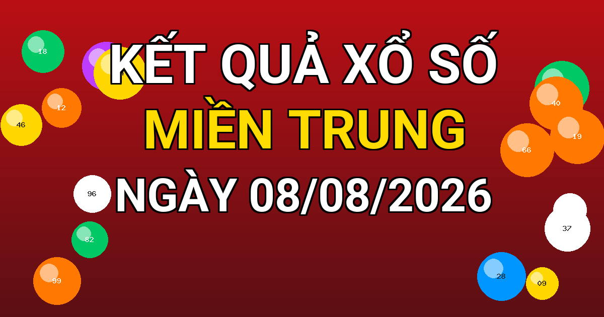 Kết quả xổ số Miền Trung ngày 08/08/2026