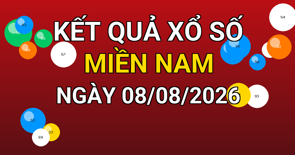 Kết quả xổ số Miền Nam ngày 08/08/2026