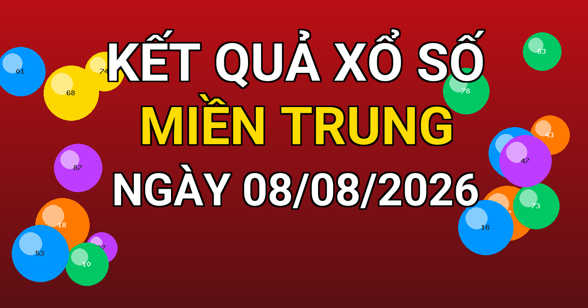 Kết quả xổ số Miền Trung ngày 08/08/2026