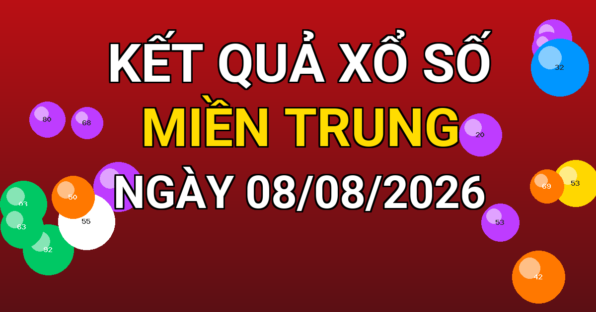 Kết quả xổ số Miền Trung ngày 08/08/2026