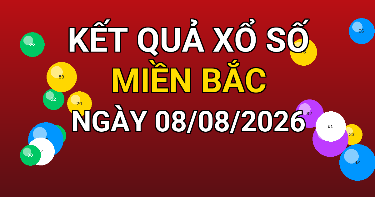 Kết quả xổ số Miền Bắc ngày 08/08/2026