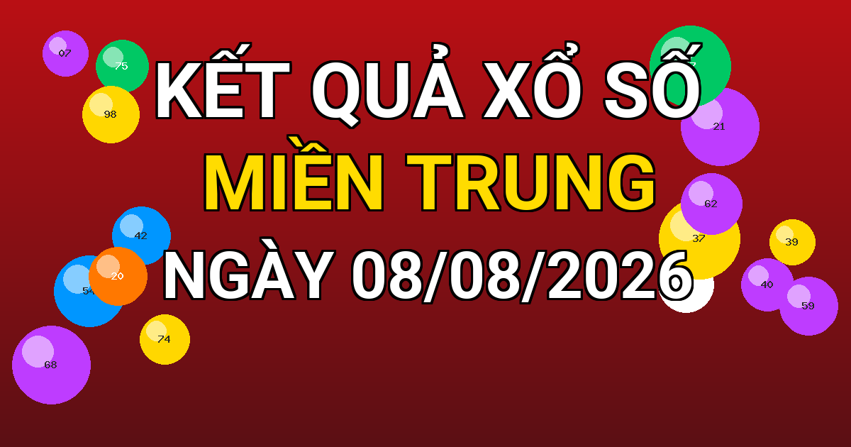 Kết quả xổ số Miền Trung ngày 08/08/2026