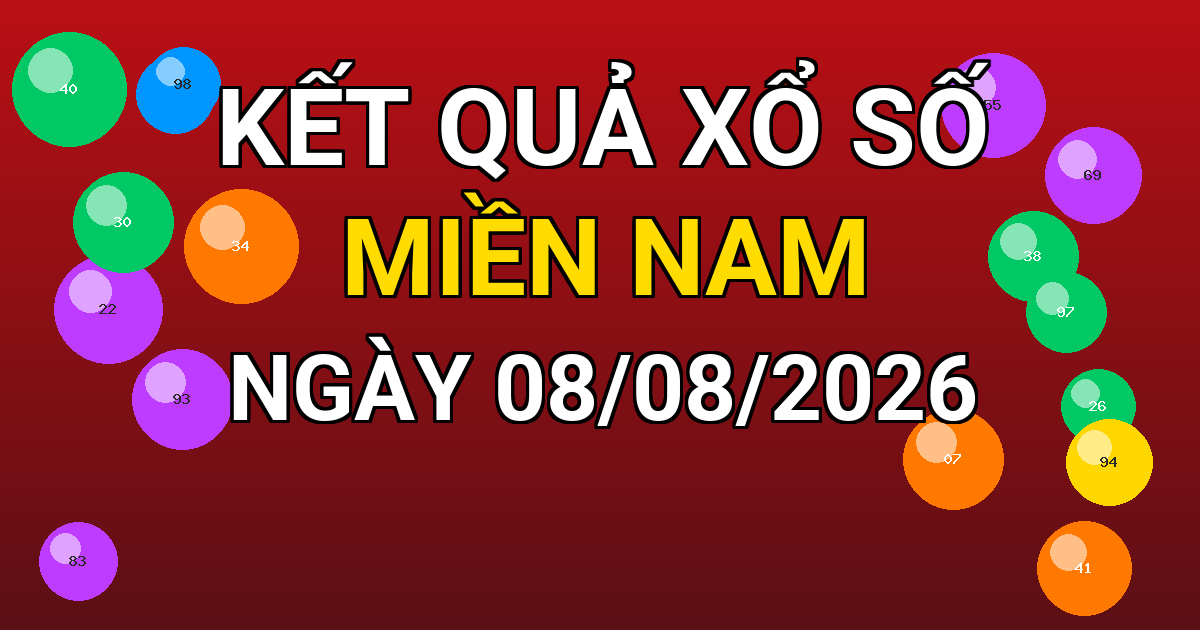 Kết quả xổ số Miền Nam ngày 08/08/2026