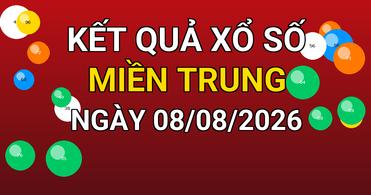 Kết quả xổ số Miền Trung ngày 08/08/2026