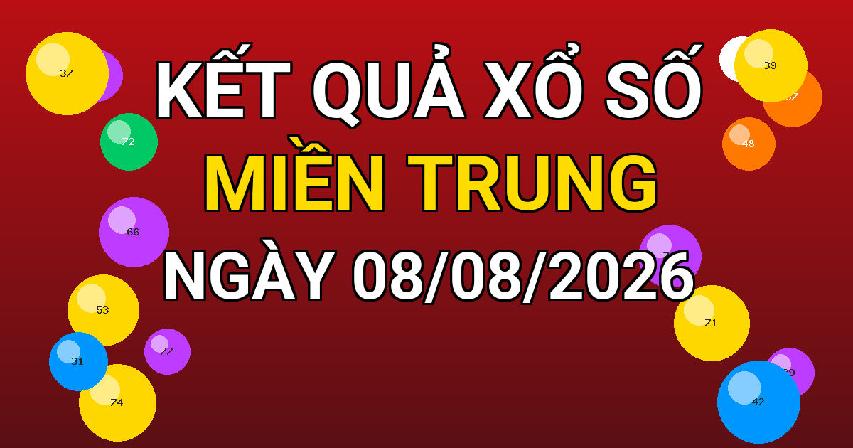 Kết quả xổ số Miền Trung ngày 08/08/2026