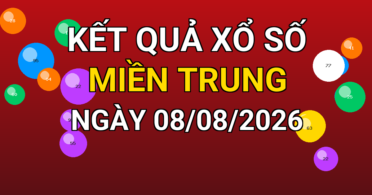 Kết quả xổ số Miền Trung ngày 08/08/2026