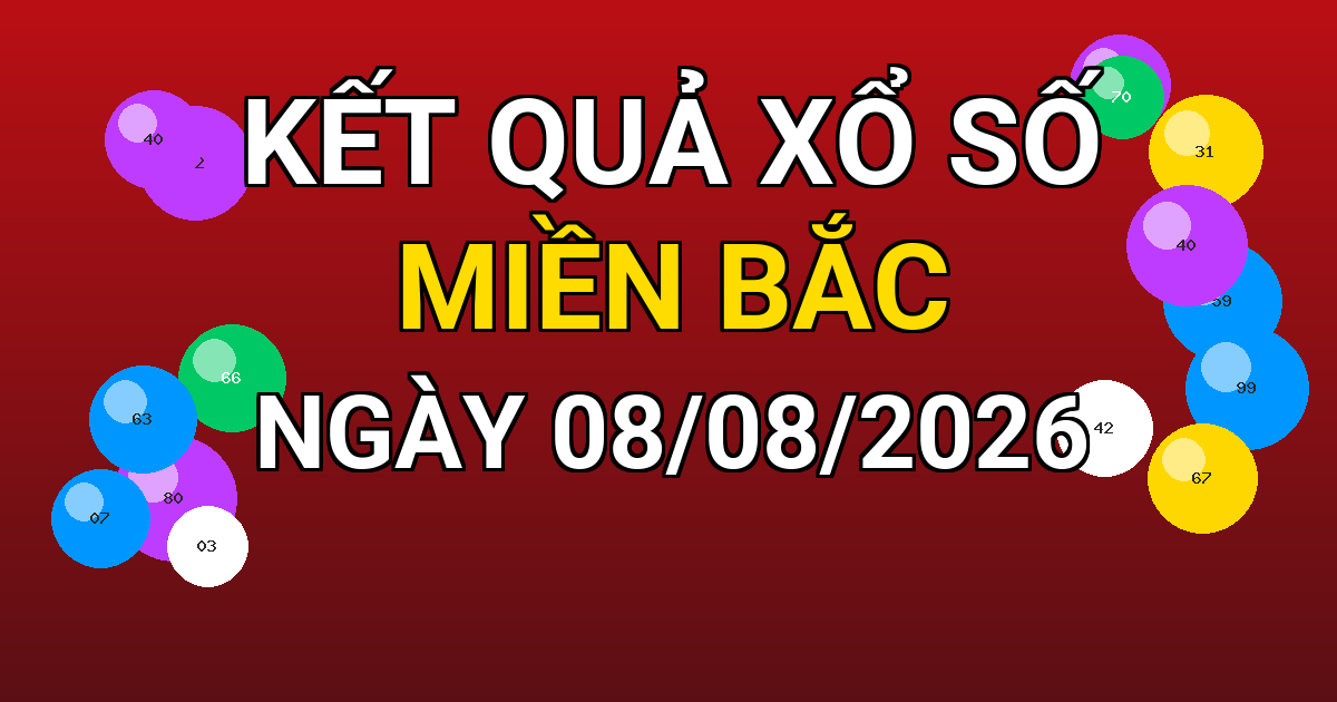 Kết quả xổ số Miền Bắc ngày 08/08/2026