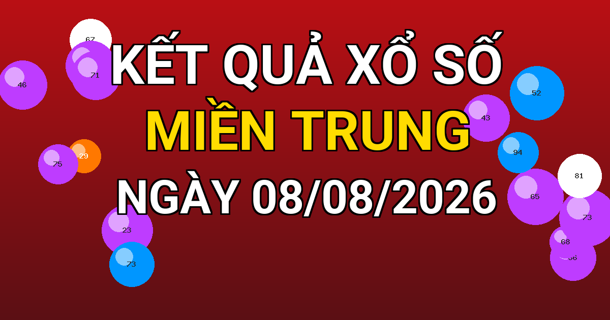 Kết quả xổ số Miền Trung ngày 08/08/2026