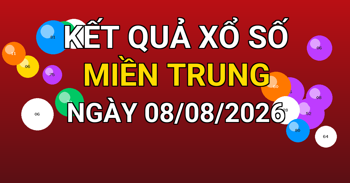 Kết quả xổ số Miền Trung ngày 08/08/2026