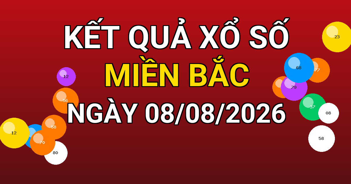 Kết quả xổ số Miền Bắc ngày 08/08/2026