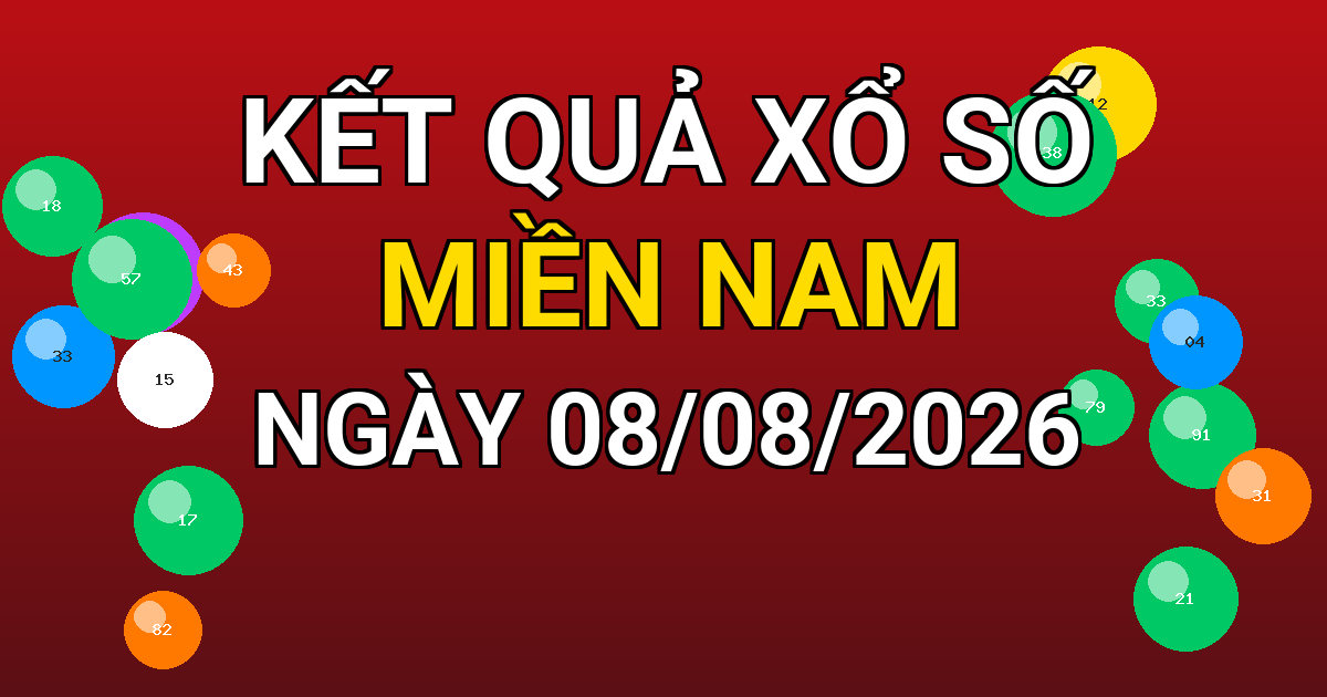 Kết quả xổ số Miền Nam ngày 08/08/2026