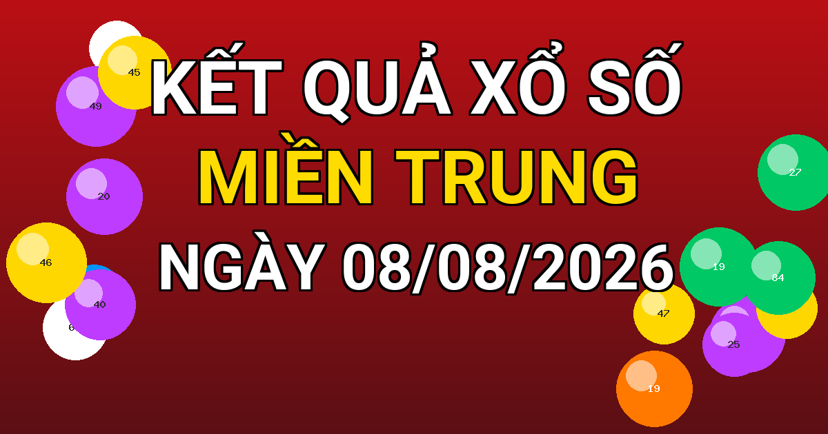 Kết quả xổ số Miền Trung ngày 08/08/2026