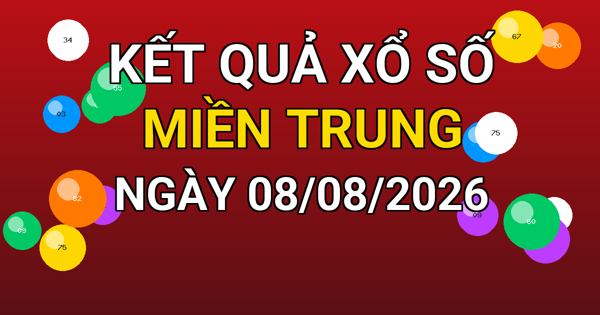 Kết quả xổ số Miền Trung ngày 08/08/2026